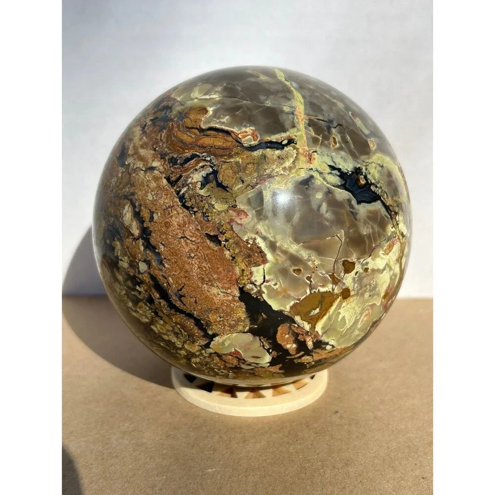 HUGE Volcano Agate Sphere 92.2 mm & over 2 lbs - Amazing UV Reaction